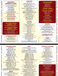 Dino's Sports Bar menu