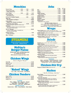 Dino's On Deck Menu