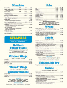 Dino's on Deck Menu